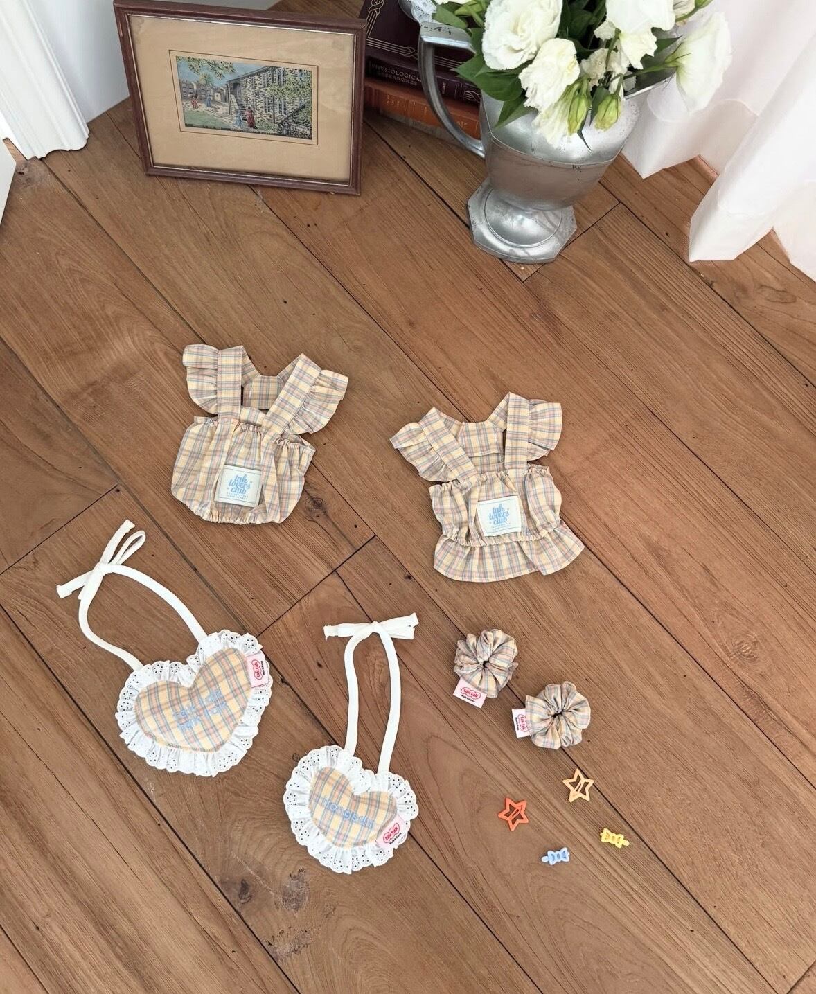 特典付き*ネーム刺繍［tak!tak!tak!tak!］Little jelly check cushion bib（スタイ単品）
