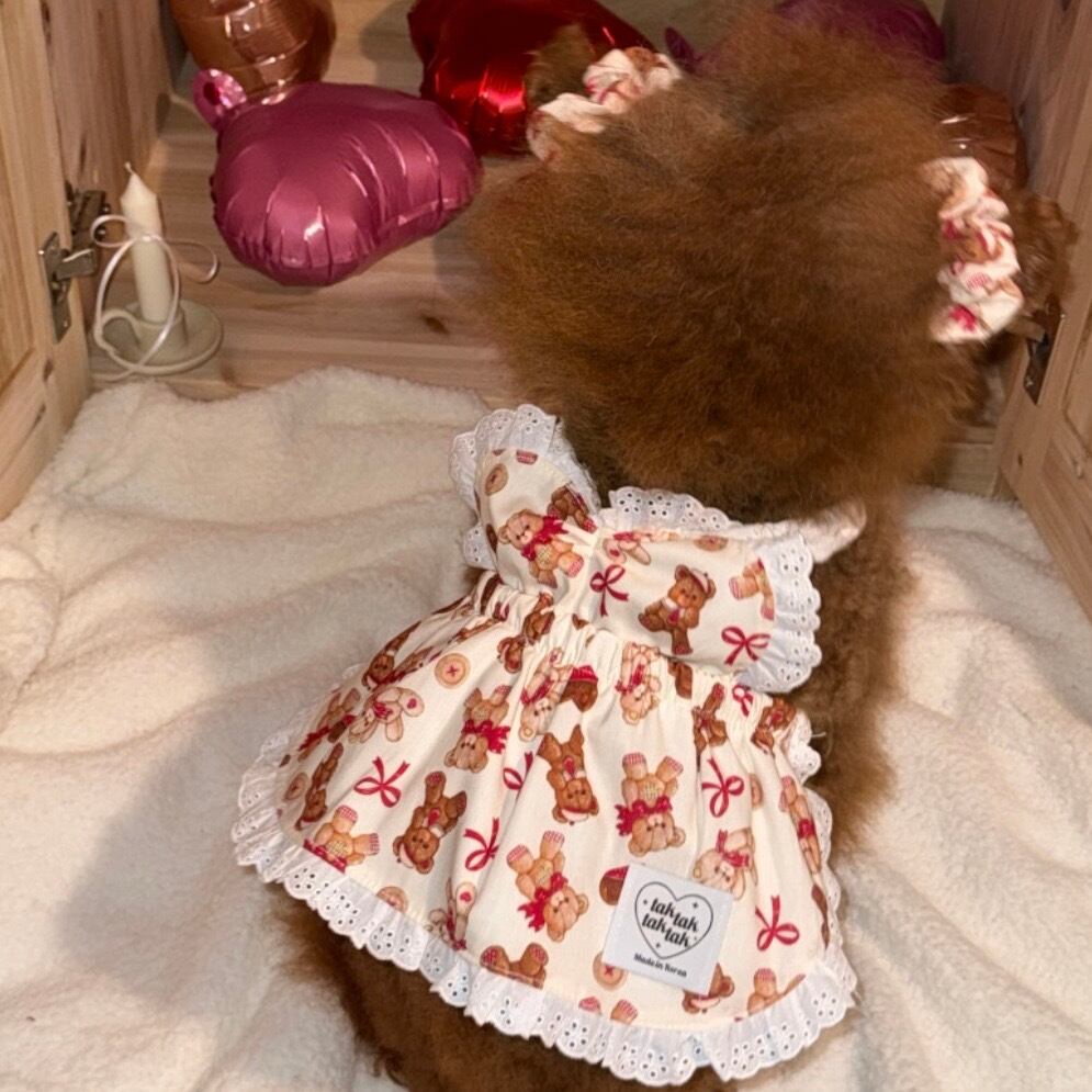 予約［tak!tak!tak!tak!］teddy biscuit apron dress