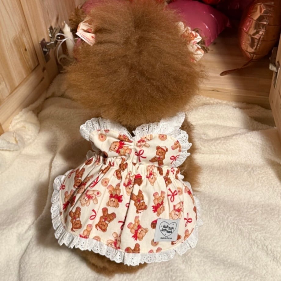 予約［tak!tak!tak!tak!］teddy biscuit apron dress
