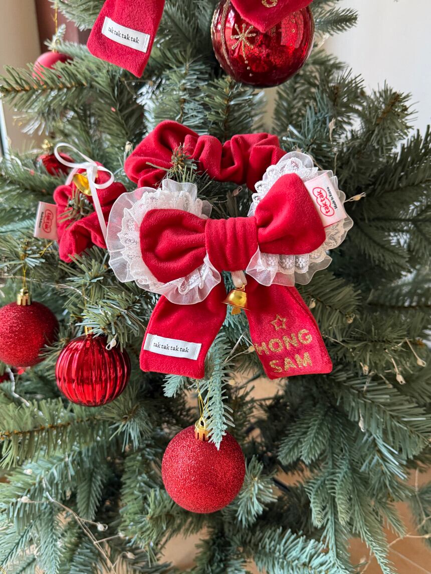 ネーム刺繍［tak!tak!tak!tak!］Merry Bell Series_ Velvet Ribbon Cape（red）