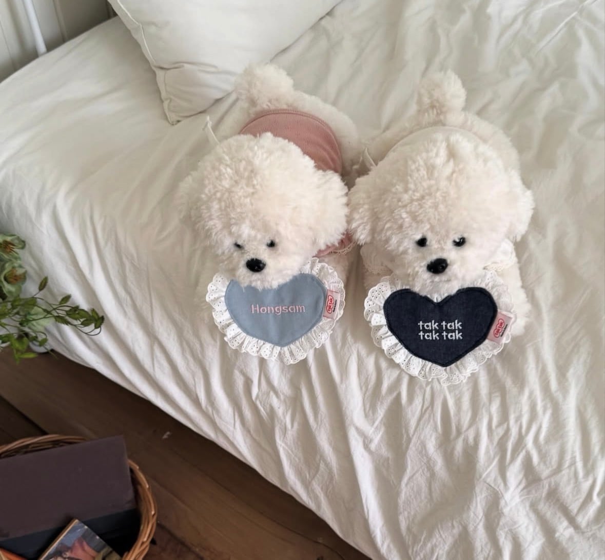 ネーム刺繍［tak!tak!tak!tak!］denim heart bib （スタイ単品）