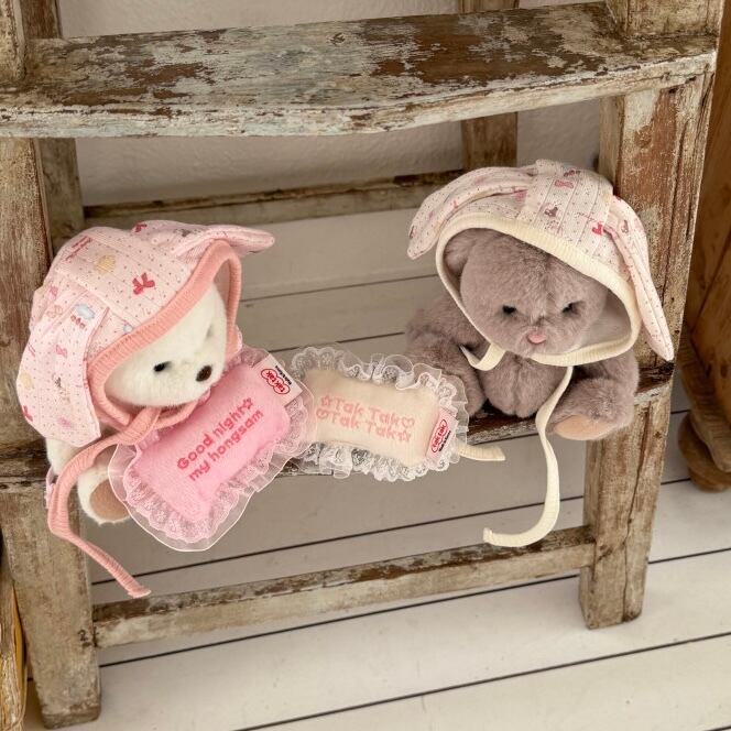 予約［tak!tak!tak!tak!］milk pink eyelet bunny bonnet