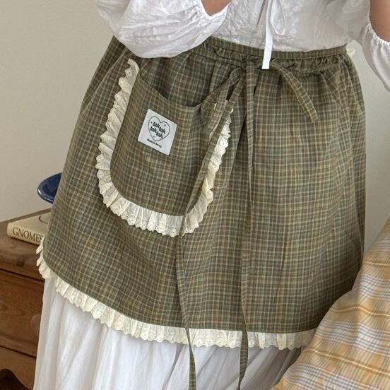 保護者用［tak!tak!tak!tak!］Antique Check Series apron layered skirt