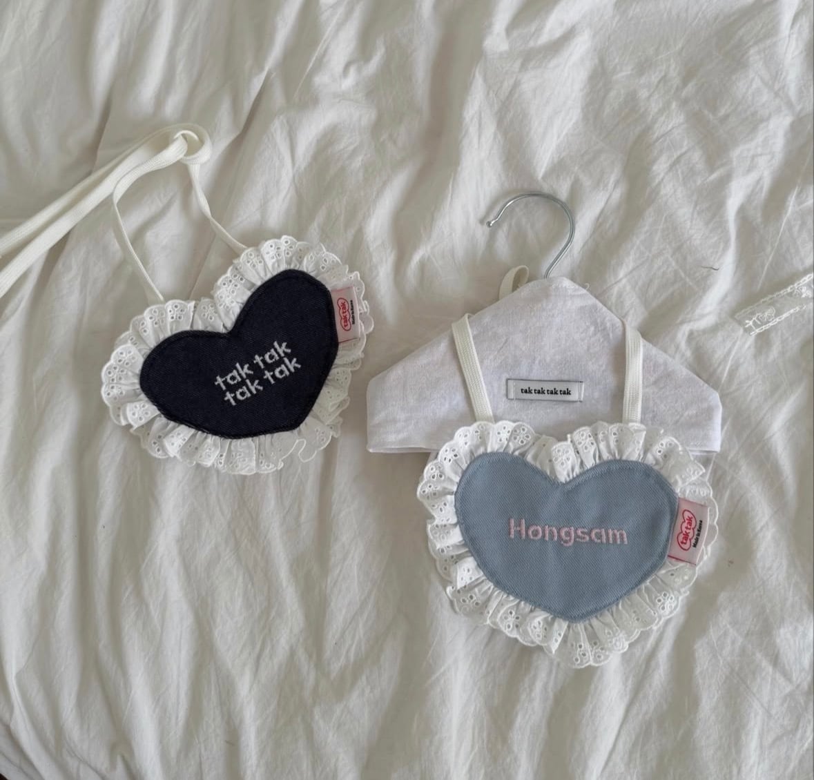 ネーム刺繍［tak!tak!tak!tak!］denim heart bib （スタイ単品）