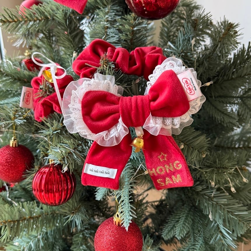 ネーム刺繍［tak!tak!tak!tak!］Merry Bell Series_ Velvet Ribbon Cape（red）