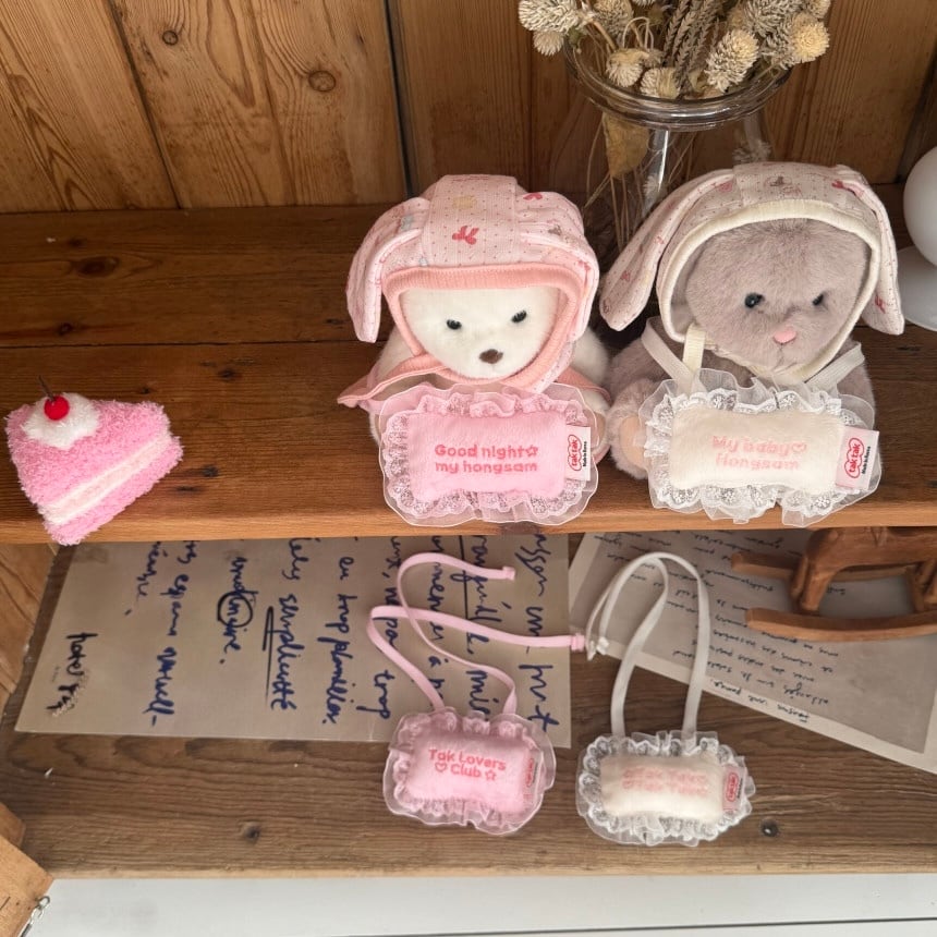 予約［tak!tak!tak!tak!］milk pink eyelet bunny bonnet