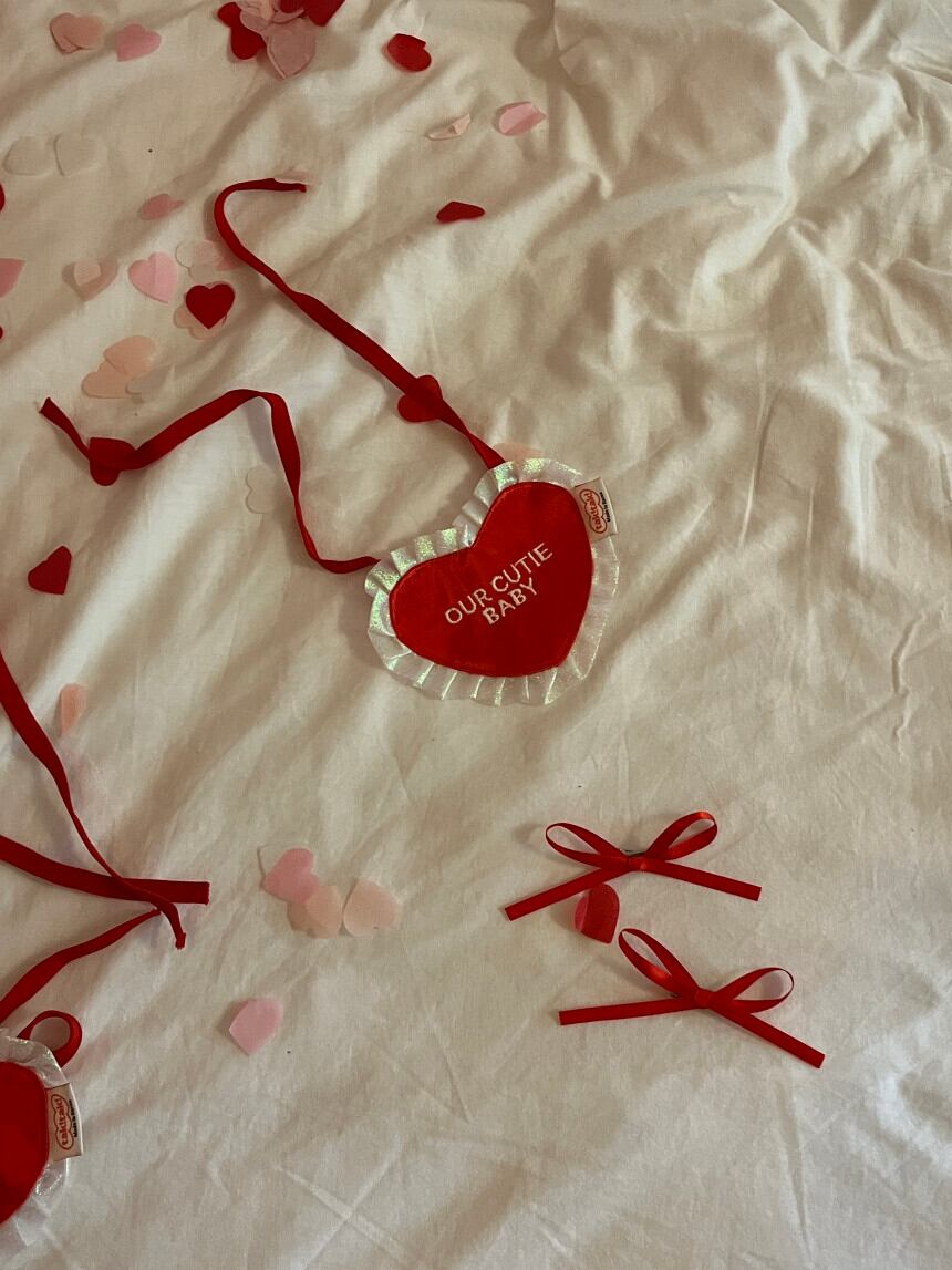 ネーム刺繍［tak!tak!tak!tak!］birthday heart bib （スタイ単品）