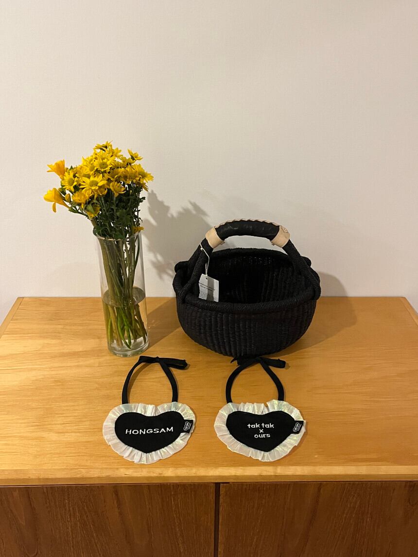ネーム刺繍［tak!tak!tak!tak!］black heart bib （スタイ単品）