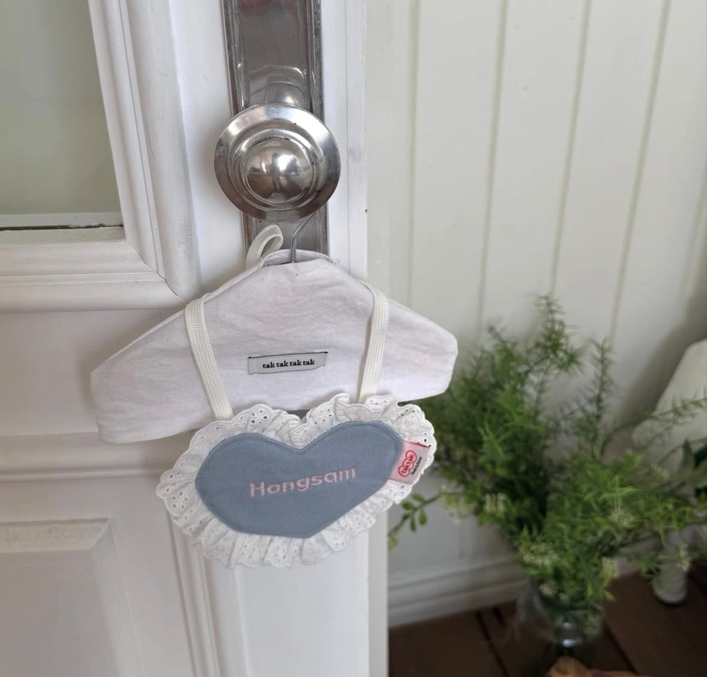 ネーム刺繍［tak!tak!tak!tak!］denim heart bib （スタイ単品）